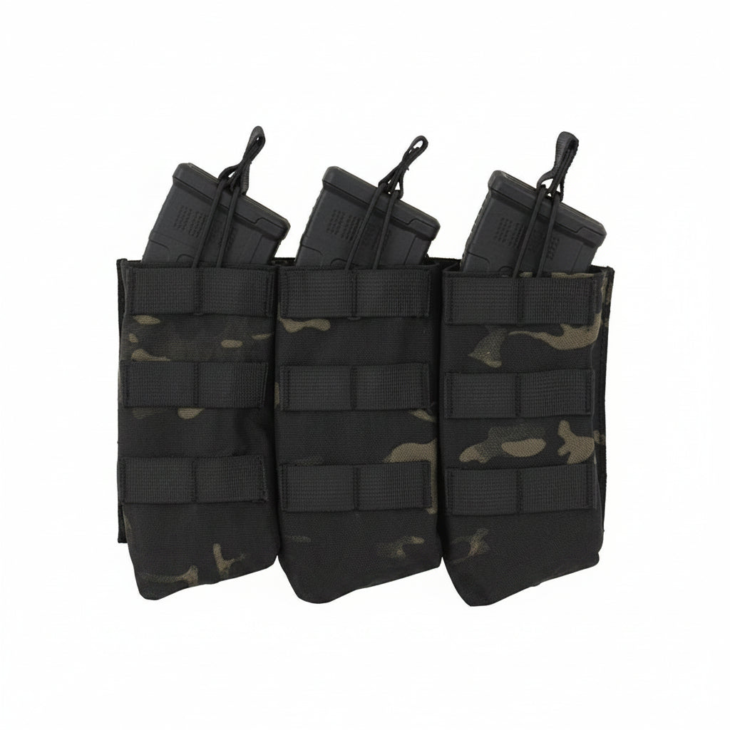 AK47 Open Top Triple Mag Pouch - Multicam Black - Paintball Buddy