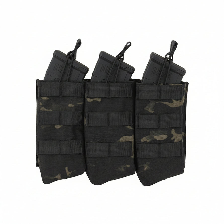 AK47 Open Top Triple Mag Pouch - Multicam Black - Paintball Buddy