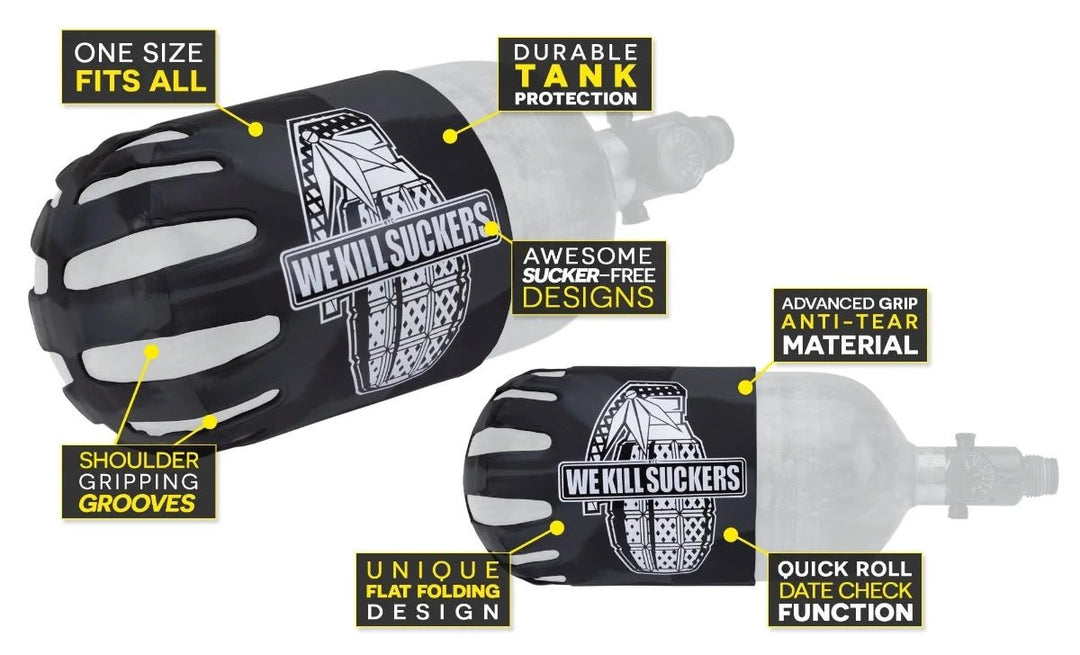 Bunkerkings Knuckle B Tank Cover - Wks Grenade Black - Paintball Buddy