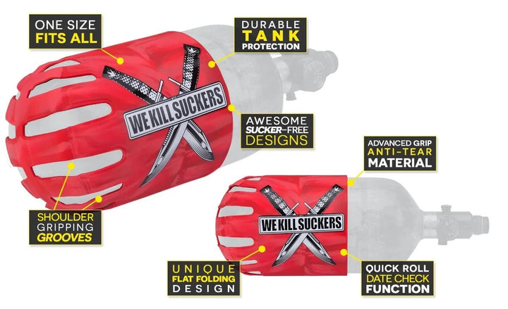 Bunkerkings Knuckle B Tank Cover - Wks Knife Red - Paintball Buddy