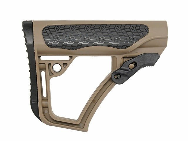 Collapsible Buttstock Milspec Airsoft/Paintball - Tan - Paintball Buddy