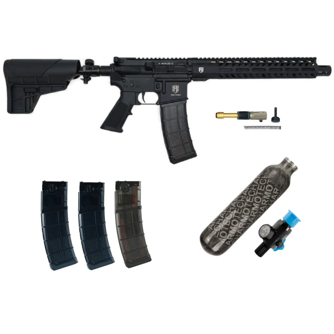 First Strike T15 Gen5 Paintball Markierer cal.68 Sparpaket inkl 2 Magazinen, 0,25l HP System 300bar, Exportfeder - Paintball Buddy