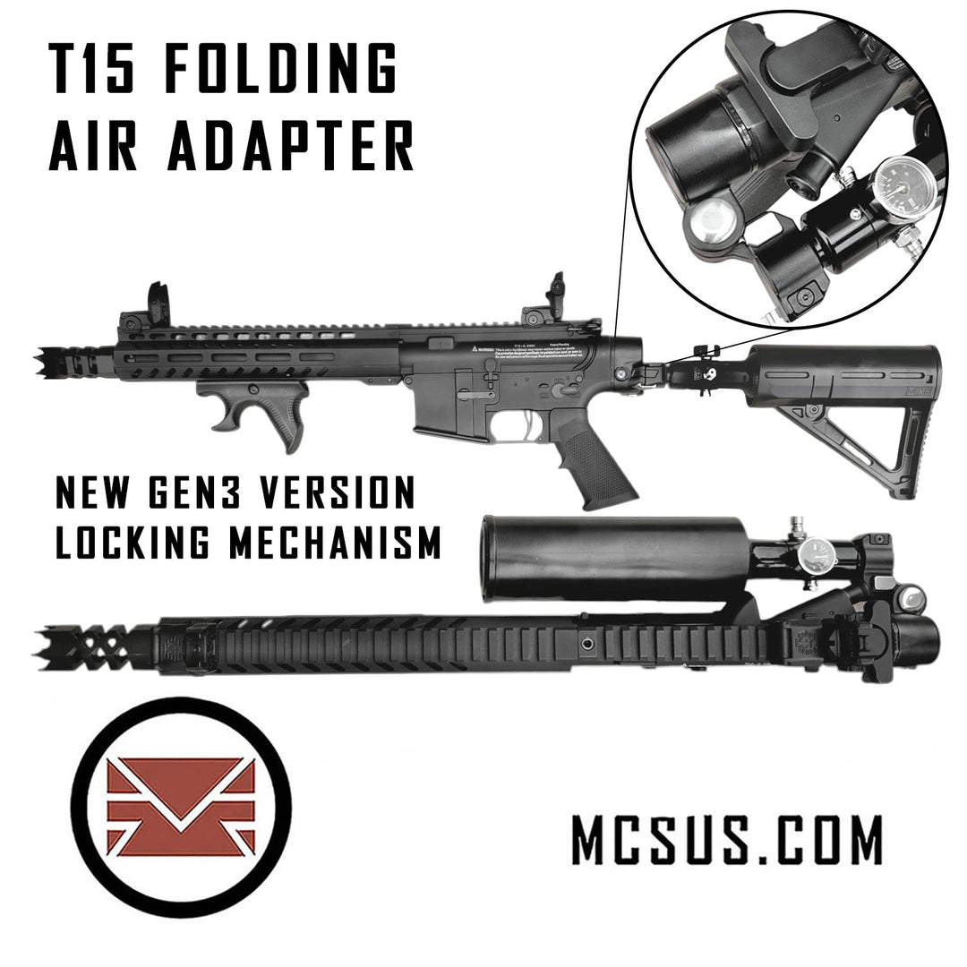 First Strike T15 Klappbarer Drop - Down Luft - Adapter mit Gen3 Verriegelung - Paintball Buddy