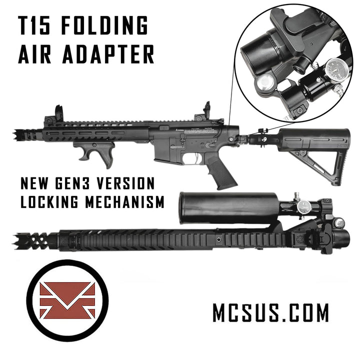 First Strike T15 Klappbarer Drop - Down Luft - Adapter mit Gen3 Verriegelung - Paintball Buddy
