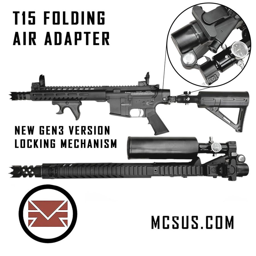First Strike T15 Klappbarer Drop - Down Luft - Adapter mit Gen3 Verriegelung - Paintball Buddy