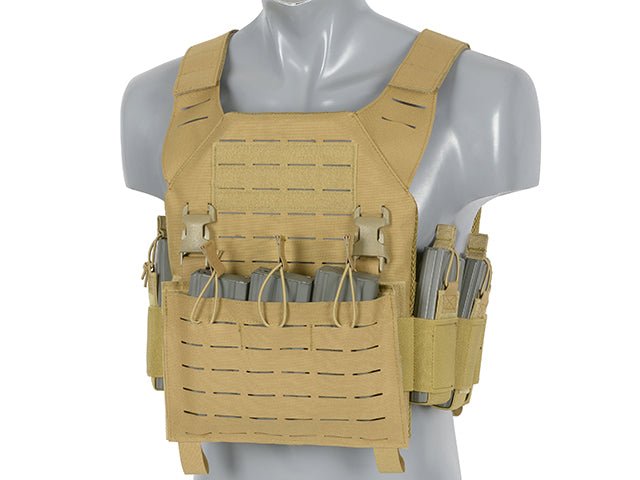 Laser - Cut Recon Plate Carrier inkl AR15 AK Mag Pouches - Coyote - Paintball Buddy