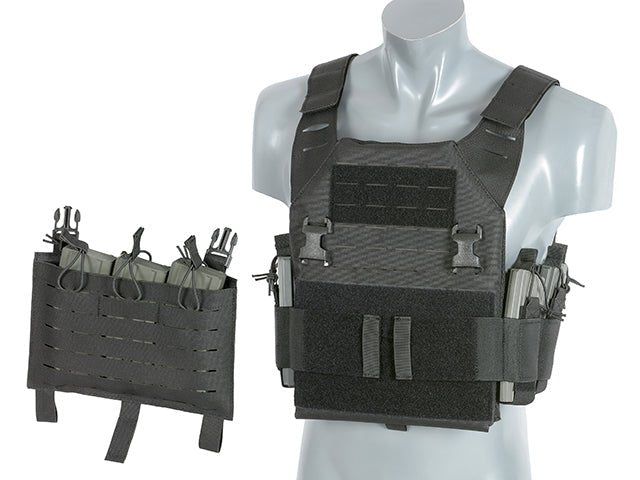 Laser - Cut Recon Plate Carrier inkl AR15 AK Mag Pouches - Schwarz - Paintball Buddy