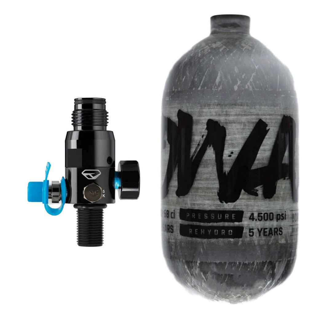 PowAir HP System Carbon Series 300 Bar 1,1L + Dye LT Throttle Regulator - Paintball Buddy