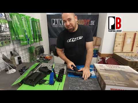 Tippmann TMC Elite MagFed Paintball Markierer cal.68 Sparpaket inkl. Airstock, 0,2l HP System 200bar, 4xMagazinen - Schwarz