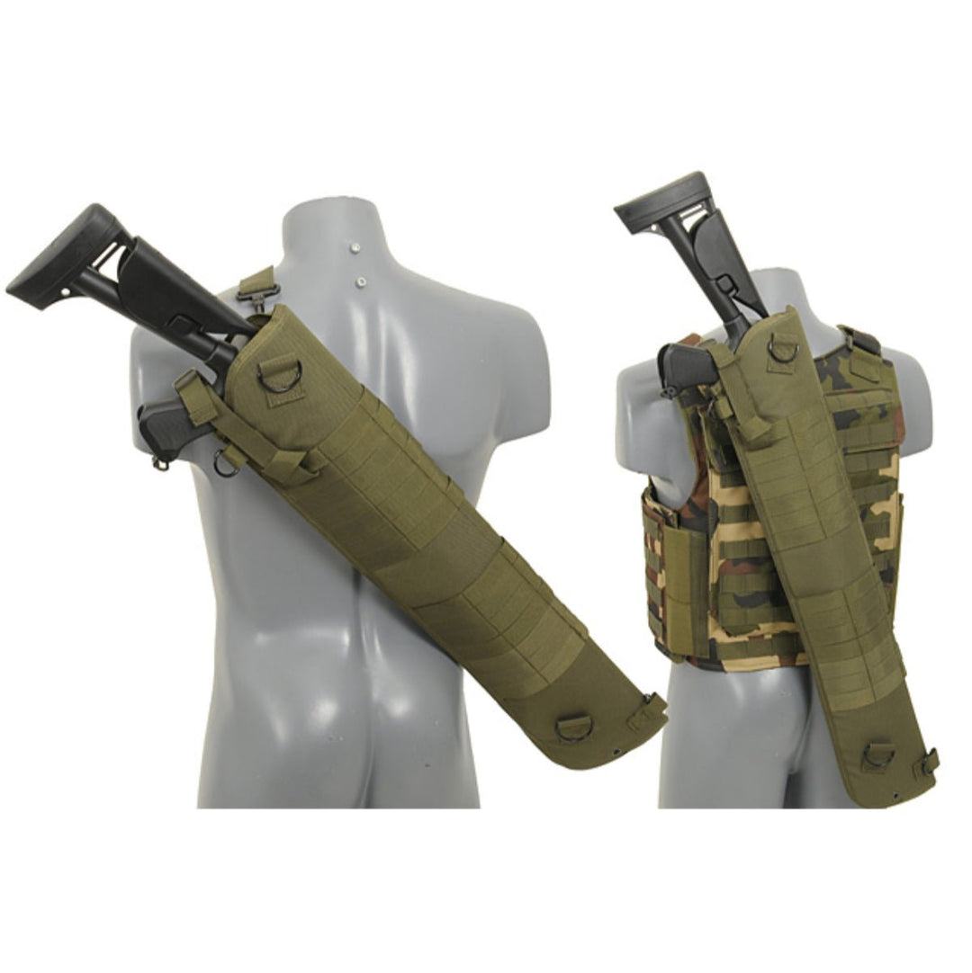 Rückenholster für Schrotflinten mit MOLLE - Befestigung - Oliv - Paintball Buddy