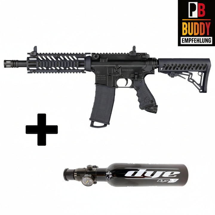Tippmann TMC MagFed Paintball Markierer cal.68 Sparpaket inkl. 0,2l HP System 200bar, 2xMagazinen - Schwarz - Paintball Buddy