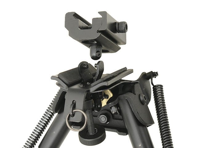 Verstellbares 6 - stufiges Zweibein mit Ris - mount - Adapter - Schwarz - Paintball Buddy