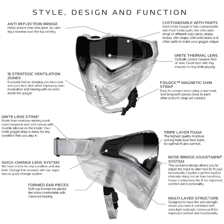Push Unite VPR Series Paintball Maske - VPR Grau - Paintball Buddy